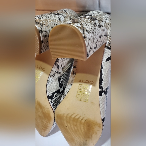 ALDO Women's 10 Snakeprint and Metaliic Gold High Shaft Pointed Bootie - Picture 7 of 8